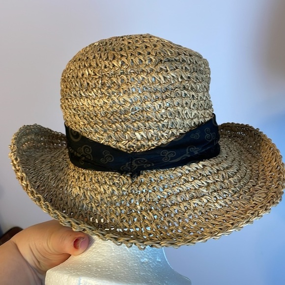 Walt Disney World Straw Hat Adult size with Mickey Head fabric band around hat - Picture 3 of 15